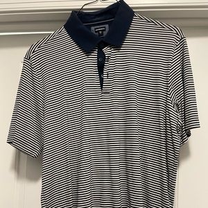Ashworth golf shirt. XL.  White & Blue striped.